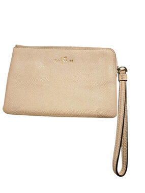 Coach Beige Leather Wristlet One Size